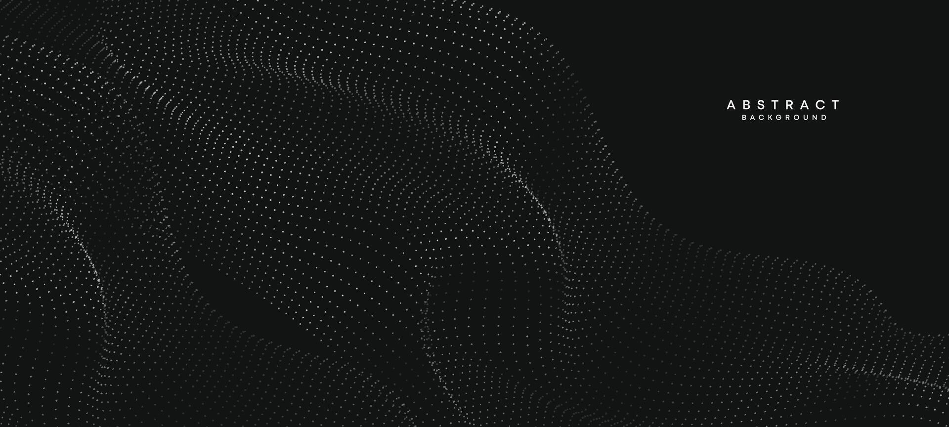 abstrakt svart, vit lutning strömmande punkt vinka partikel geometrisk teknologi bakgrund. digital trogen Anka grå lutning prickad Vinka. begrepp för vetenskap, musik omslag, hemsida, rubrik vektor