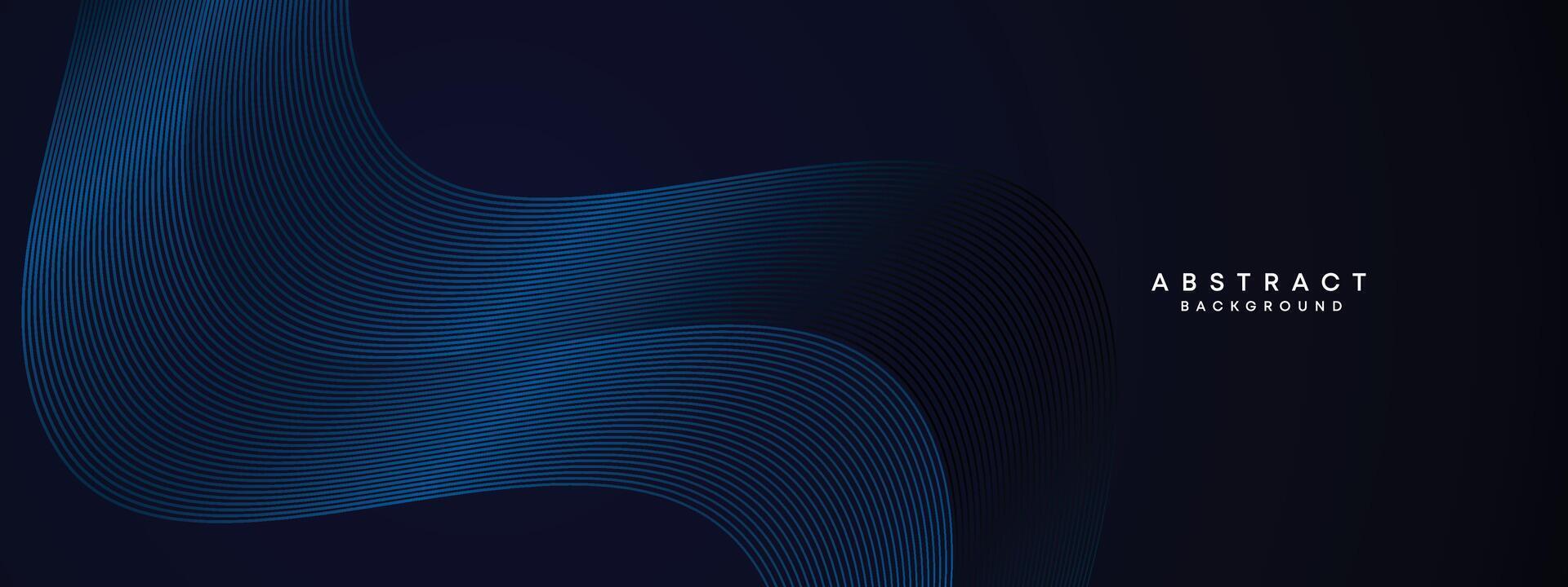 dunkel Marine Blau abstrakt winken Kreise Linien Technologie Hintergrund. modern Blau Gradient mit glühend Linien glänzend geometrisch gestalten Diagonale. zum Broschüre, Abdeckung, Poster, Banner, Webseite, Header, Flyer vektor