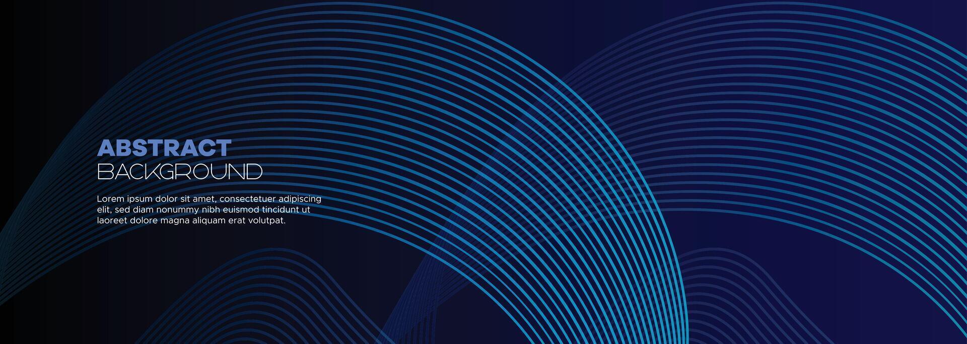 dunkel Blau abstrakt Banner Hintergrund mit glühend geometrisch Kreise Linien. modern Marine Blau Gradient glänzend Linien Muster und futuristisch Technologie Netz Hintergrund zum Broschüre, Abdeckung, Poster, Header vektor