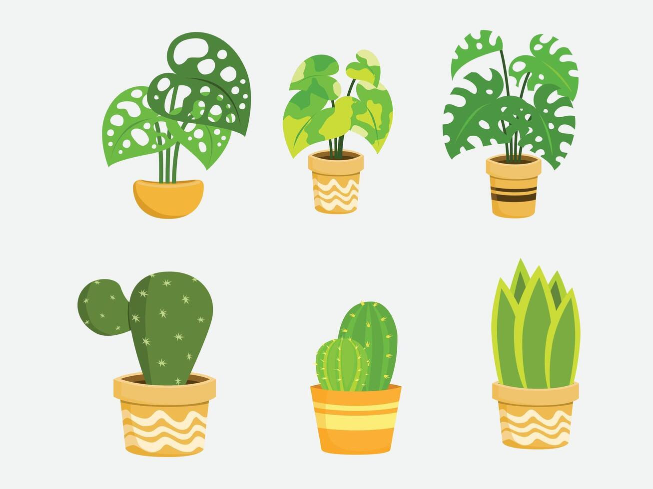 samling prydnad kaktus för dekorera Hem trädgård enkel design vektor