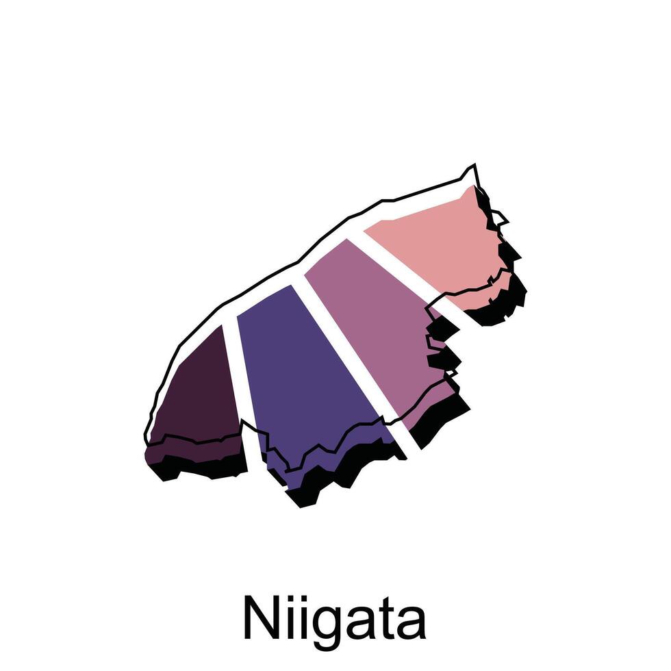 japan Land av niigata stad Karta logotyp design, element grafisk illustration mall vektor