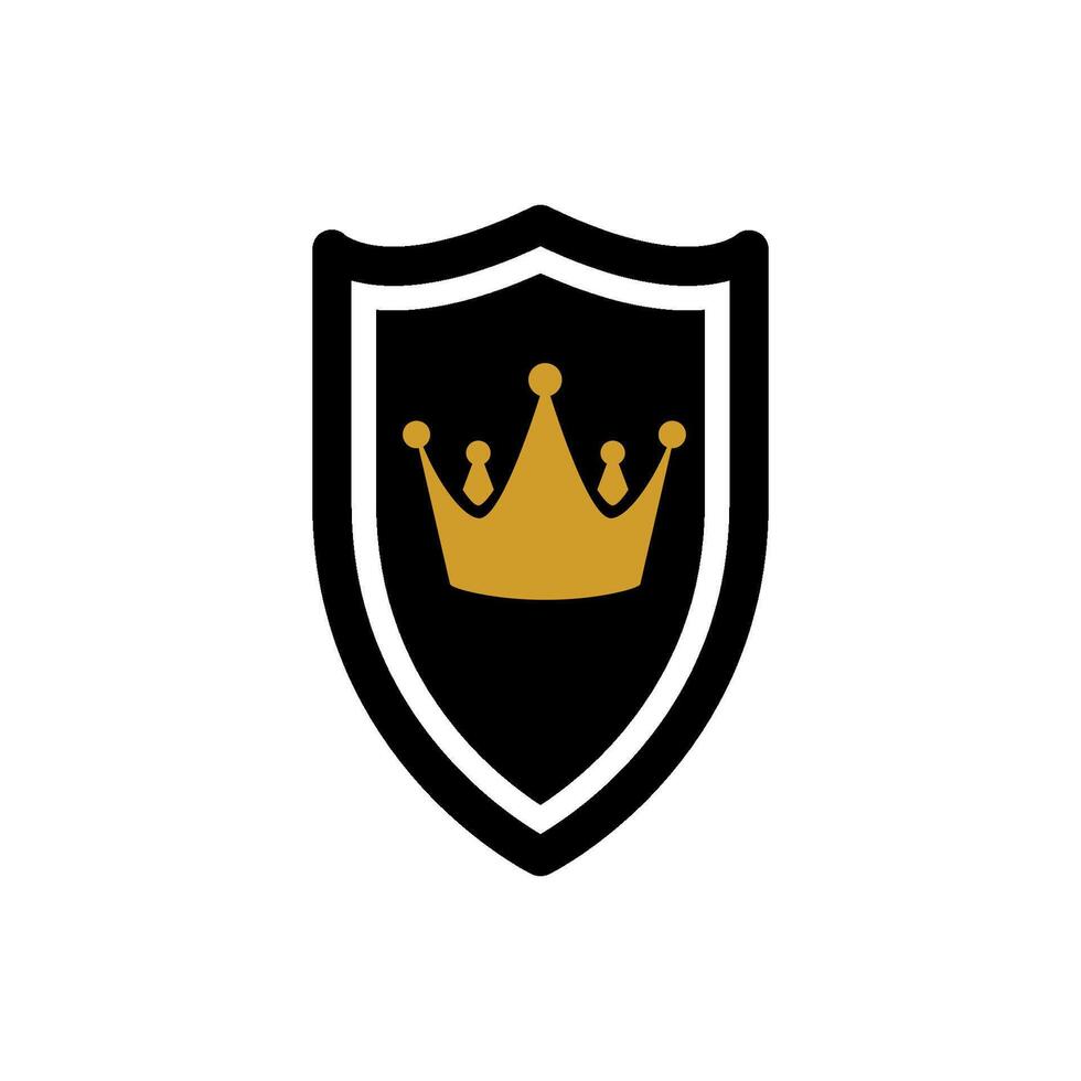 Gold Schild und König Symbol Vektor Design Vorlage