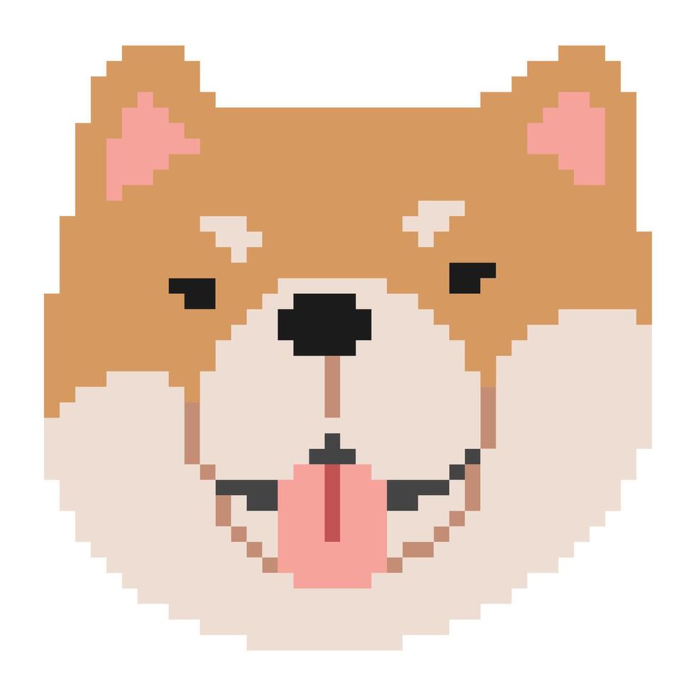 shiba inu huvud pixel 1 söt på en vit bakgrund, vektor illustration.