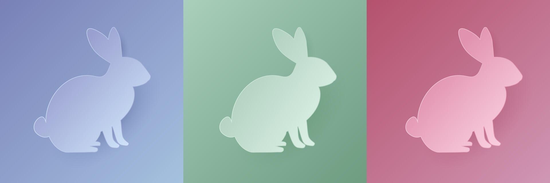 einstellen von Pastell- farbig 3d Hase gestalten Design. Sammlung von Hase Hintergrund zum Ostern Produkt, Frühling Festival Design, glücklich Ostern Karte, Präsentation, Luxus Banner, Startseite und Netz. vektor