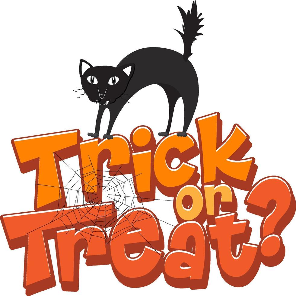 Süßes oder Saures Wort mit Halloween-Katzenlogo vektor