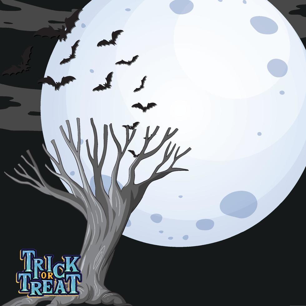 tom fullmåne mall med döda träd vektor
