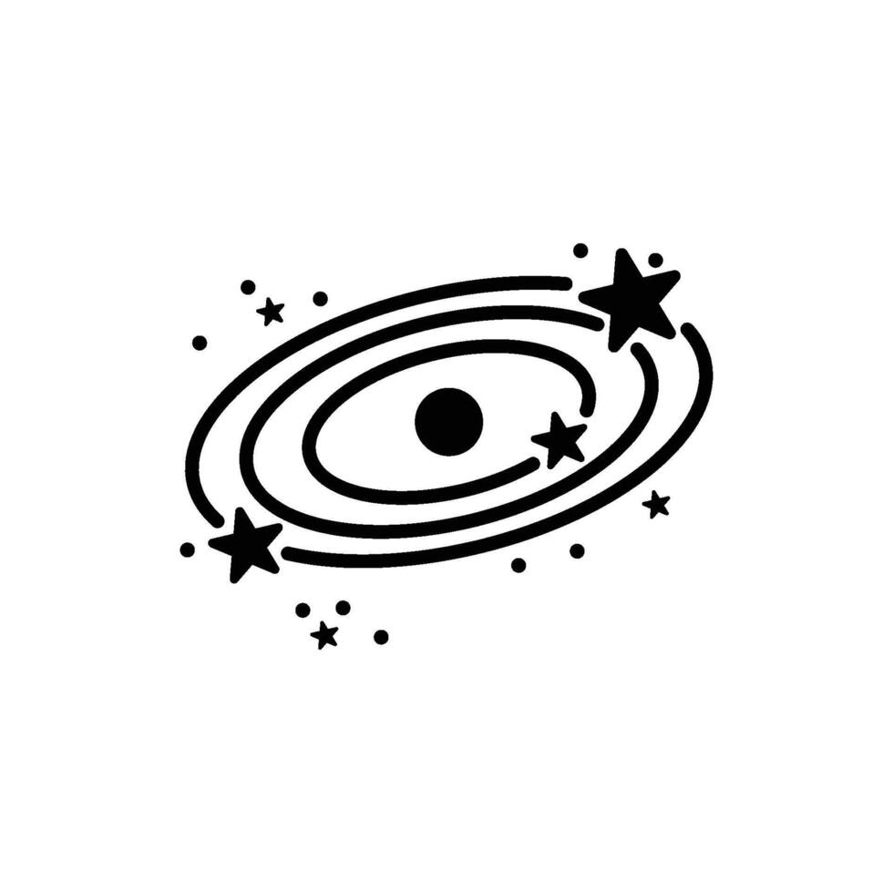 Galaxis Planet und Satellit Symbol Vektor Design Vorlage