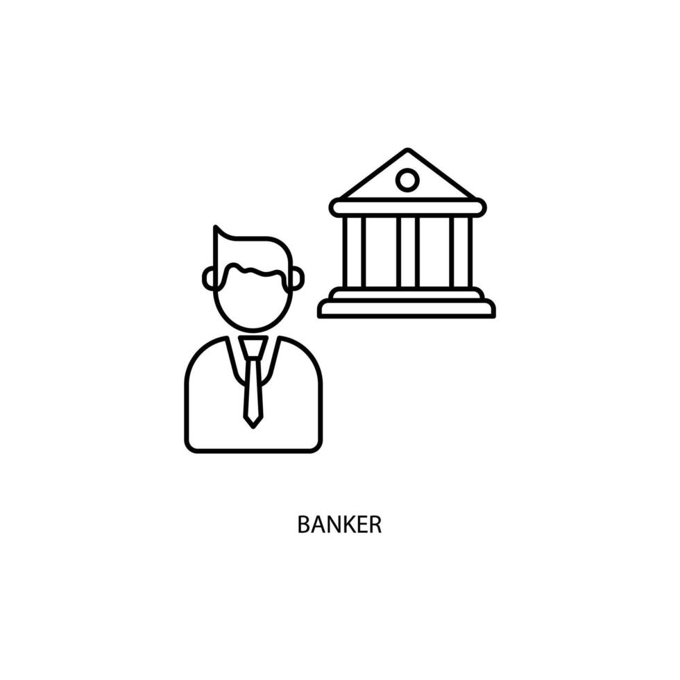 Banker Konzept Linie Symbol. einfach Element Illustration. Banker Konzept Gliederung Symbol Design. vektor