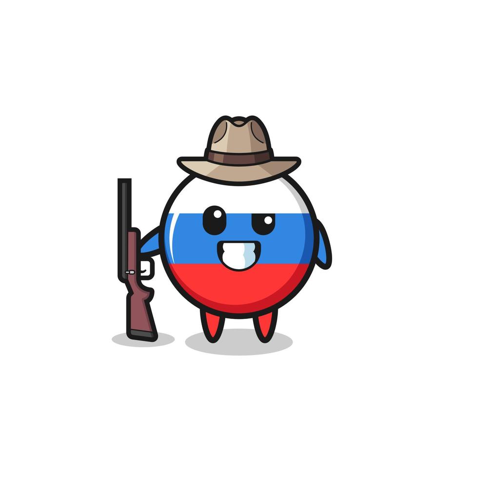 Maskottchen der russischen Flaggenjäger mit einer Waffe vektor