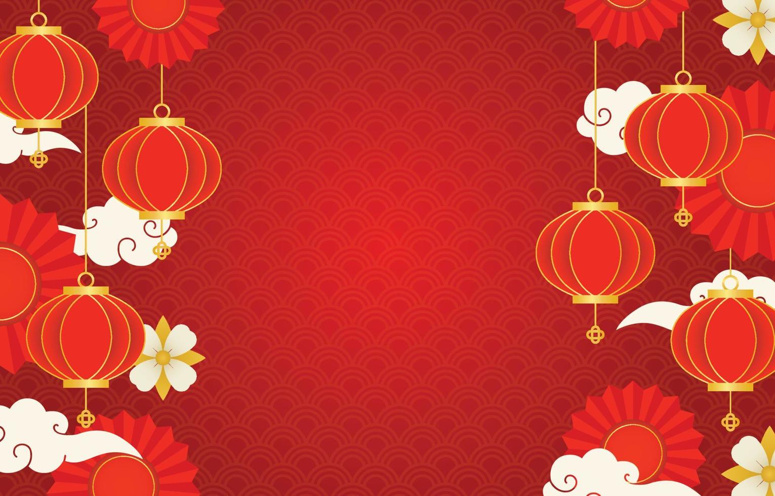 kinesiska nyåret med lykta element bakgrund vektor