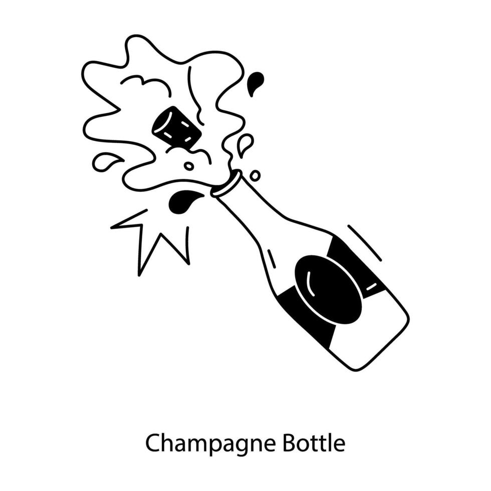 trendige Champagnerflasche vektor