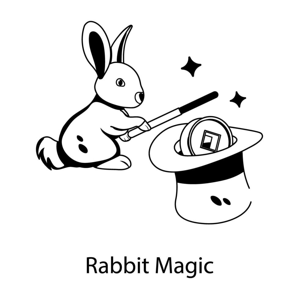 trendig kanin magi vektor