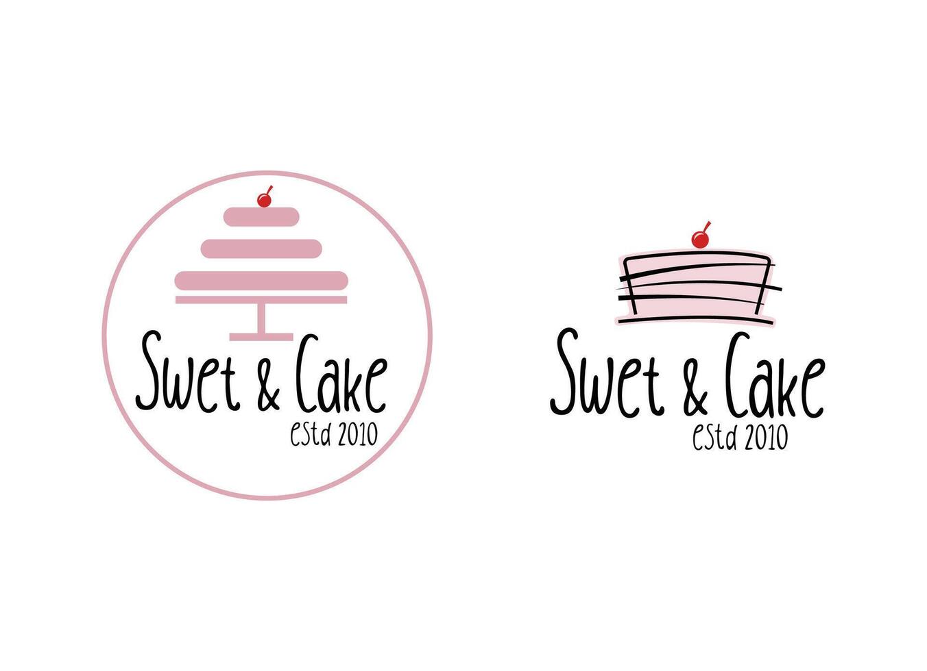 Süss Geschäft Logo Vorlage Design Vektor. Illustration von Kuchen mit Kirschen. vektor