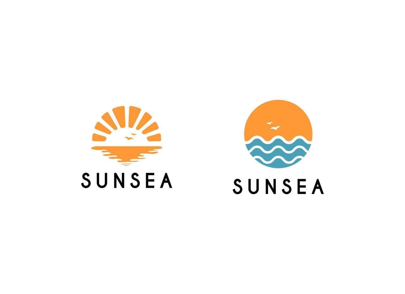 Sommer- Strand Küste Insel Logo, Sonnenuntergang Insel Natur Logo Design vektor