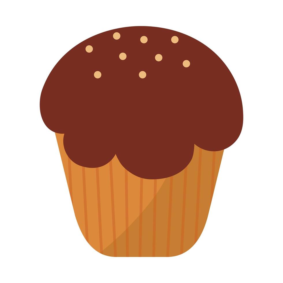 cupcake med brun glasyr på vit bakgrund vektor