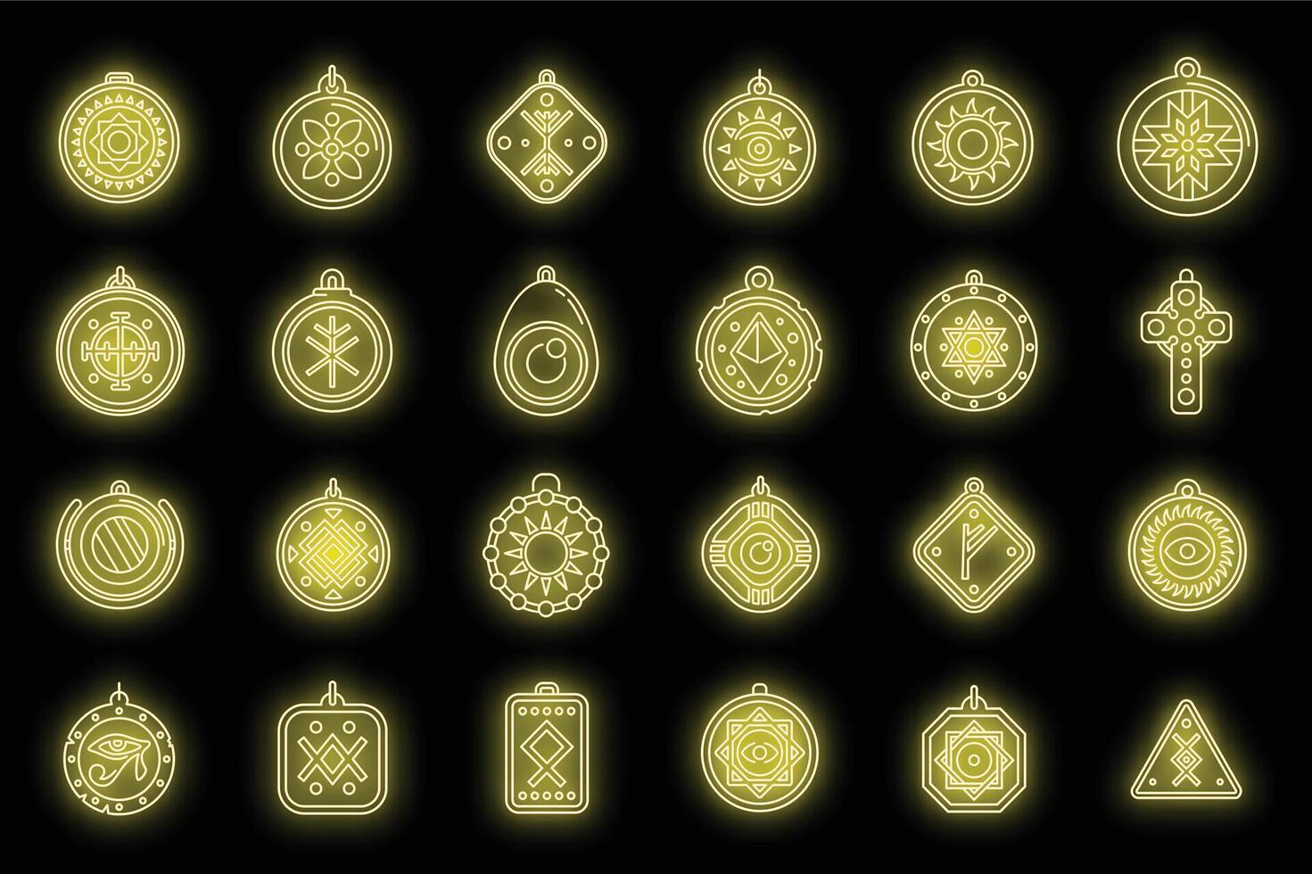 Amulett-Symbole setzen Vektor-Neon vektor