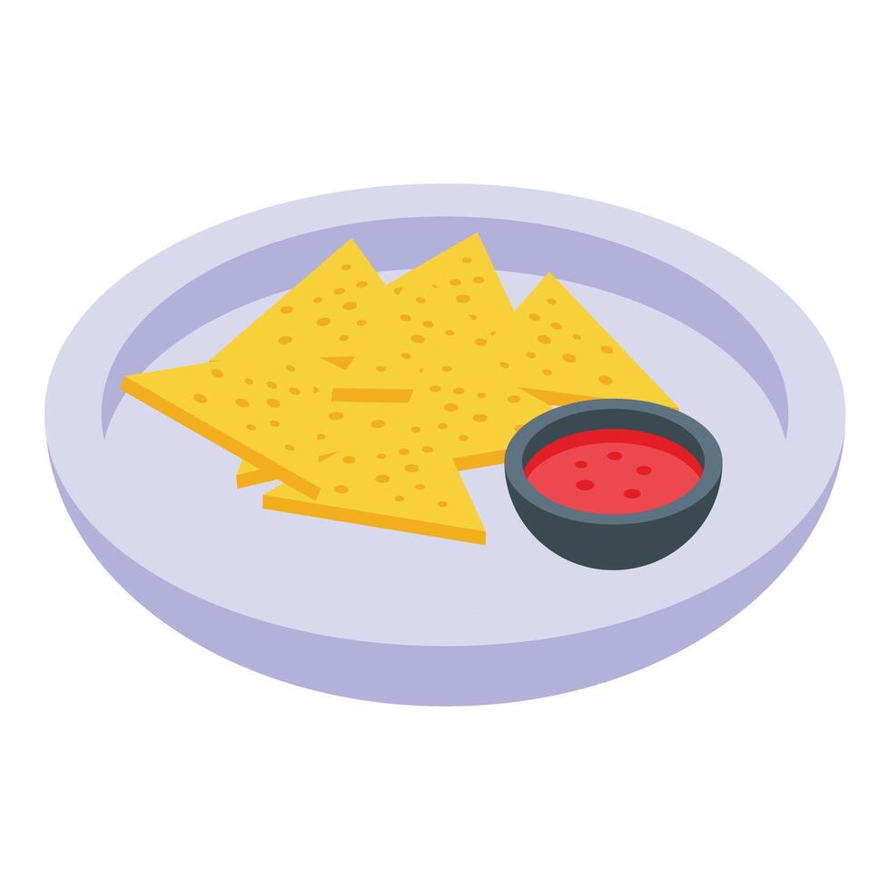 nachos ketchup ikon isometrisk vektor. restaurang mat vektor