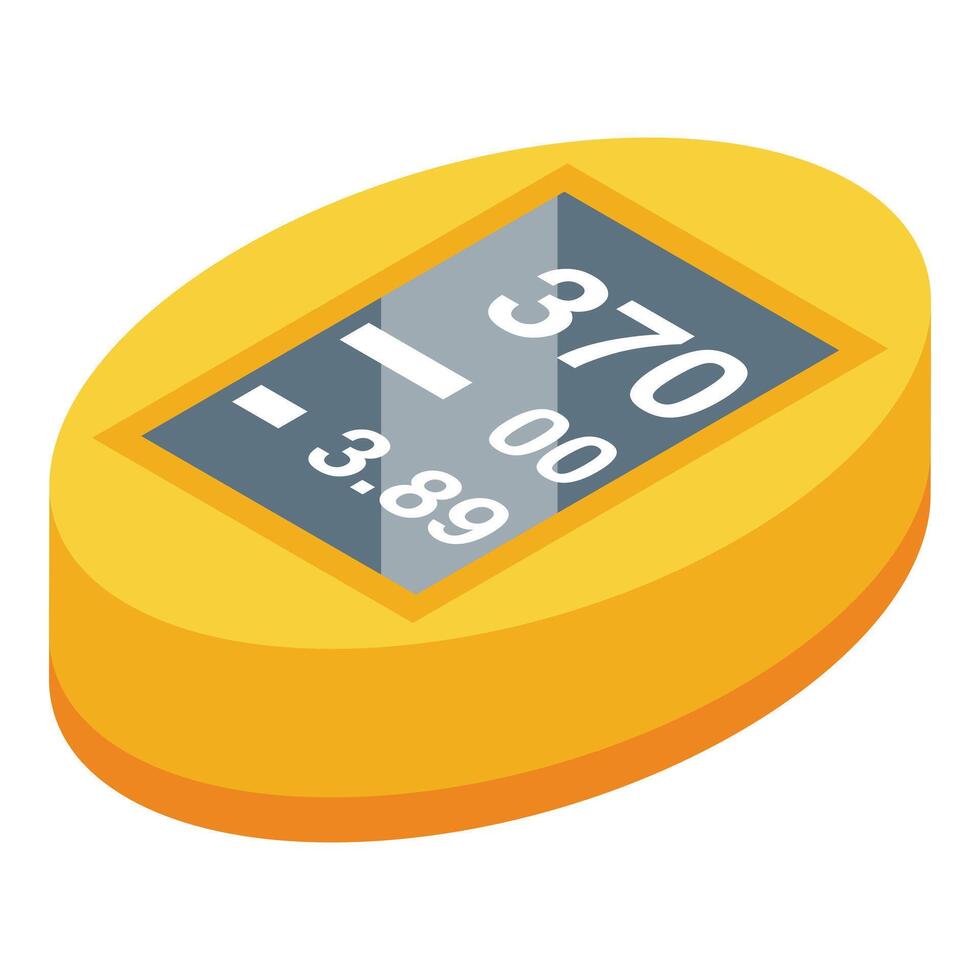 Gelb Fahrrad Computer Symbol isometrisch Vektor. Digital Tachometer vektor