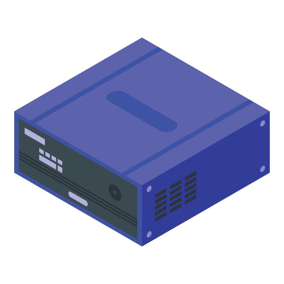 Blau Farbe Wandler Symbol isometrisch Vektor. Generator Batterie vektor