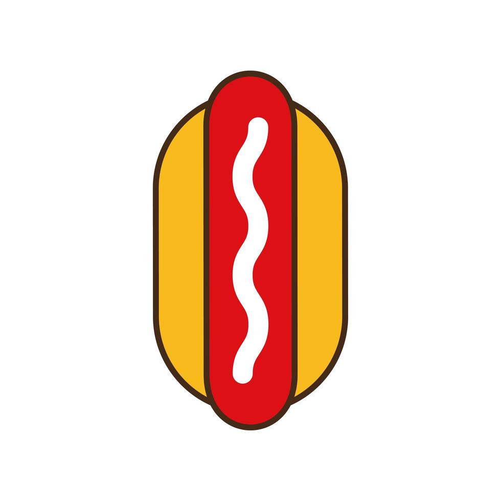 Hot-Dog-Linie und Füllstil-Symbol-Vektor-Design vektor