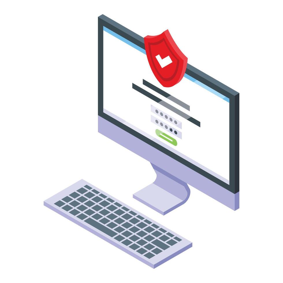 sicher gesichert Computer Symbol isometrisch Vektor. Eltern Steuerung vektor