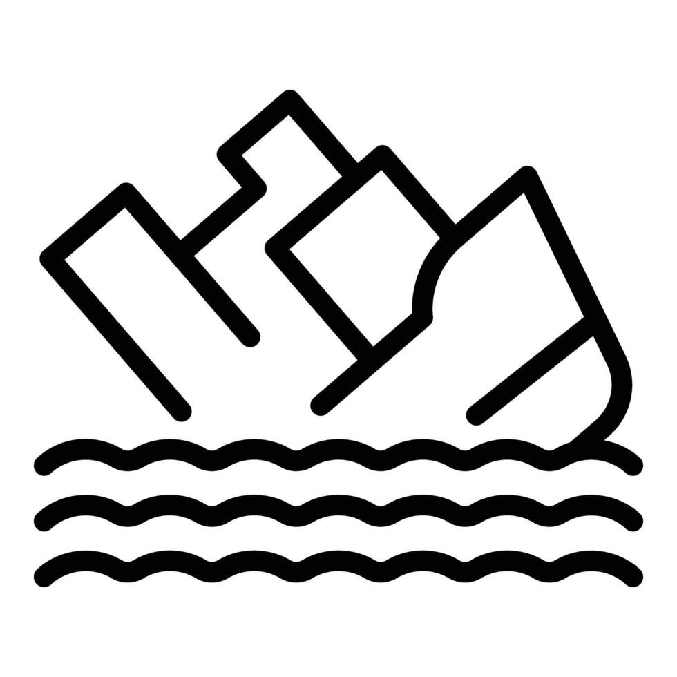 Schiff Wrack Symbol Gliederung Vektor. Kreuzfahrt Katastrophe vektor