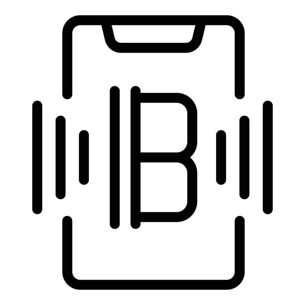 Bitcoin investieren Handy, Mobiltelefon App Symbol Gliederung Vektor. Handel Digital Plattform vektor