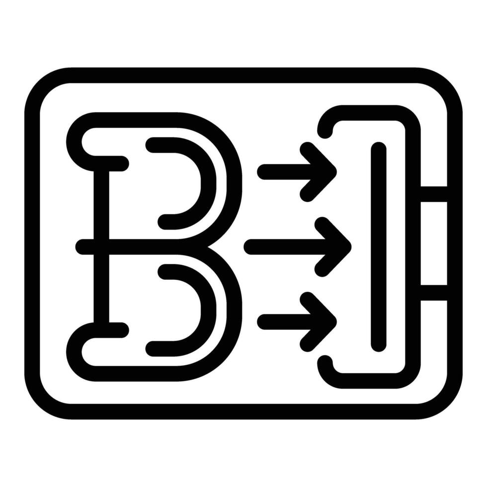 Bitcoin Austausch Symbol Gliederung Vektor. elektronisch online Brieftasche vektor