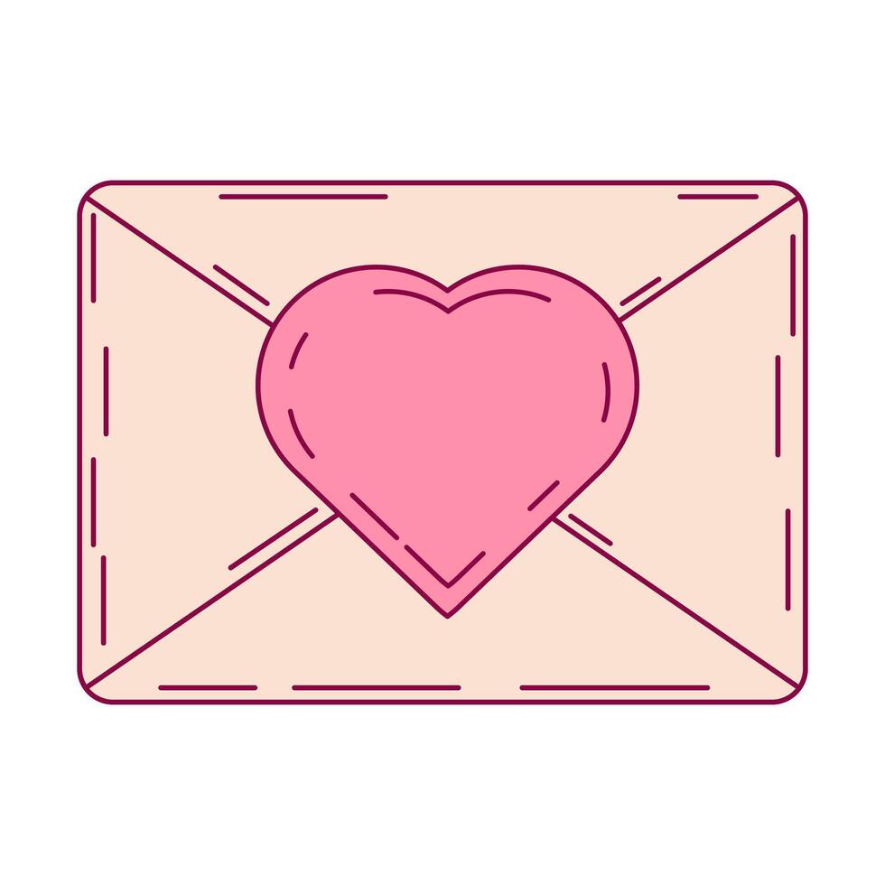 kuvert med hjärta meddelande, roman kärlek symbol vektor