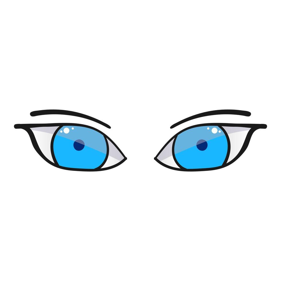 weiblich Blau Augen Comic isoliert auf Weiß Hintergrund. Hand gezeichnet öffnen weiblich Augen vektor