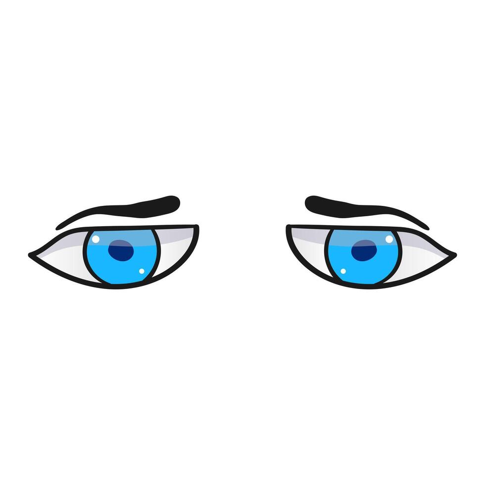 Mann Blau Augen Comic isoliert auf Weiß Hintergrund. Hand gezeichnet öffnen Augen vektor