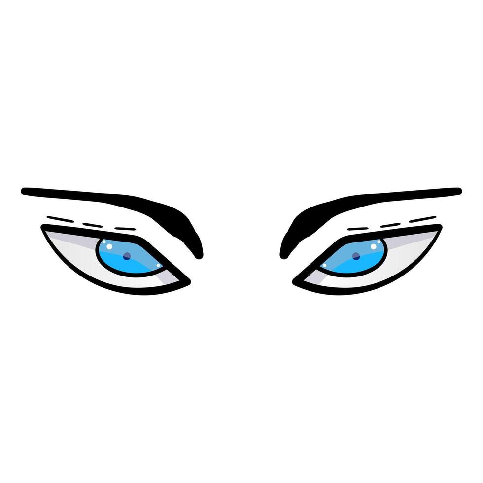 kvinna blå ögon komisk isolerat på vit bakgrund. hand dragen öppen kvinna ögon vektor