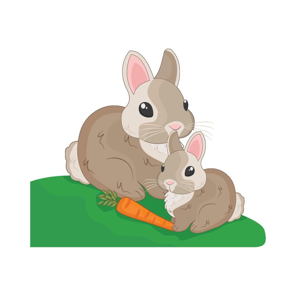 Illustration von Mama und Baby Hase vektor