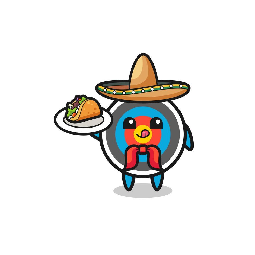 Zielbogenschießen mexikanisches Kochmaskottchen mit einem Taco vektor
