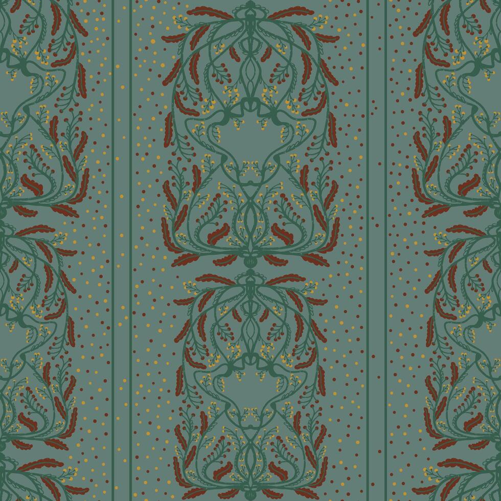 ein Muster mit Blätter und Reben auf ein Blau Hintergrund vektor