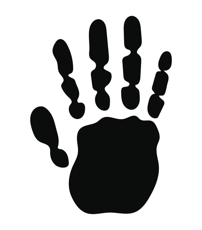 Silhouette der schwarzen Farbe mit einer Hand und fünf Fingern auf weißem Hintergrund vektor