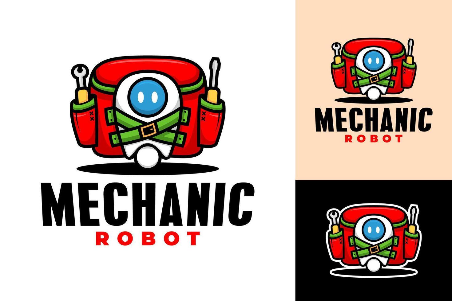 Mechaniker Roboter Reparatur Maskottchen Logo Design vektor