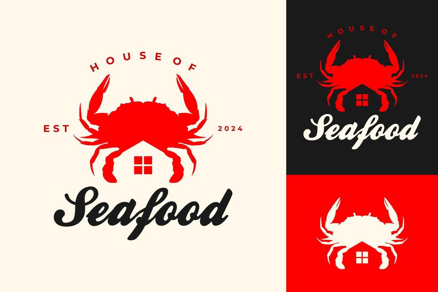 hus skaldjur krabba logotyp design vektor