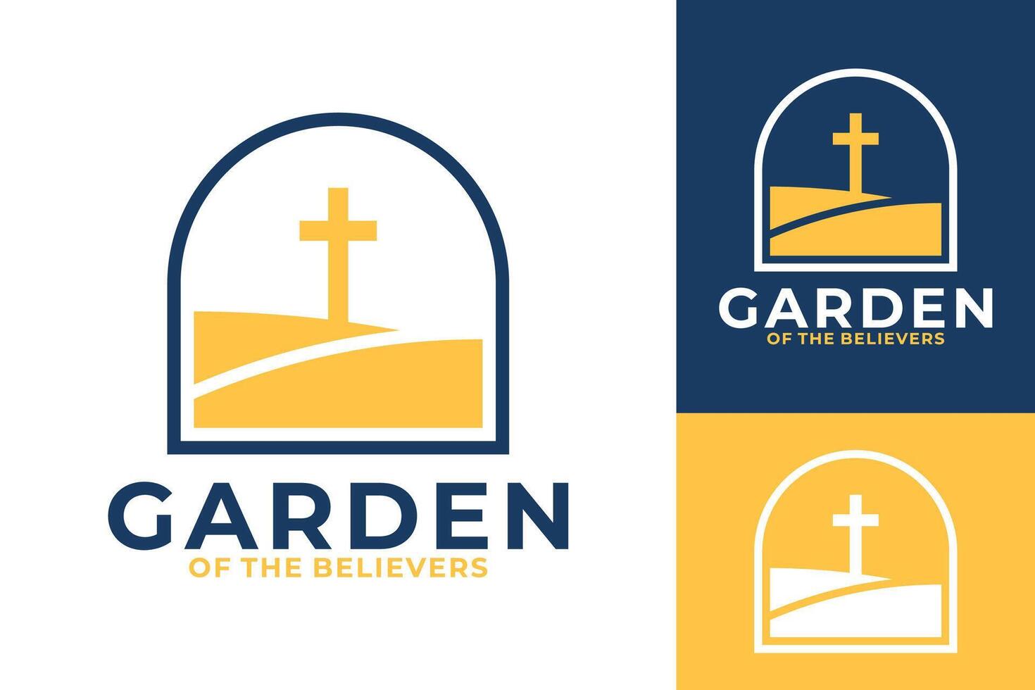 trädgård troende tro i korsa logotyp design vektor
