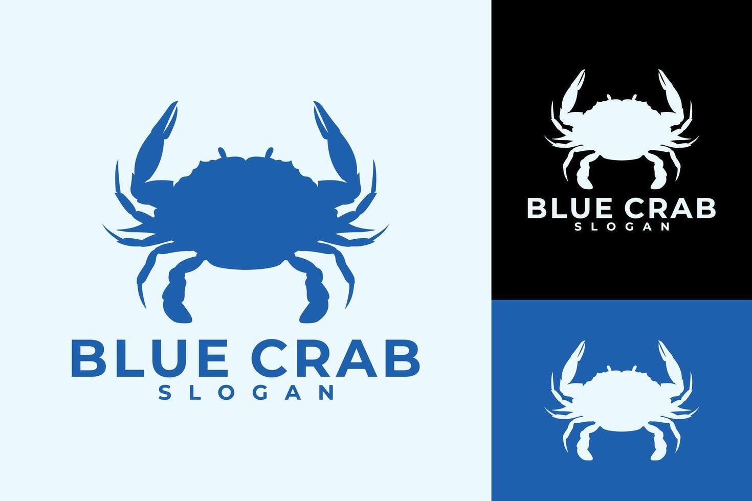Blau Krabbe Meeresfrüchte Bauernhof Logo Design vektor