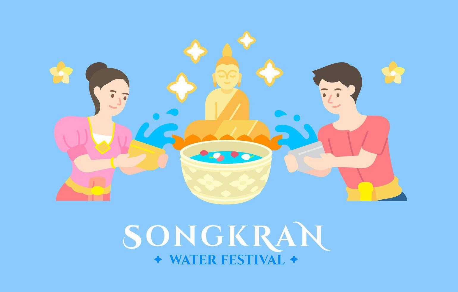 Songkran Thailand Wasser Festival Feier Vektor Illustration