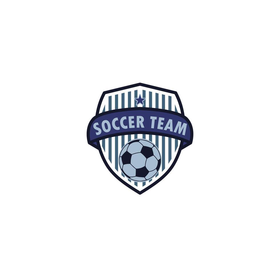Fußball-Logo-Abzeichen mit einer Fußballillustration. Vektorvorlage für das Logo des Sportteams. vektor