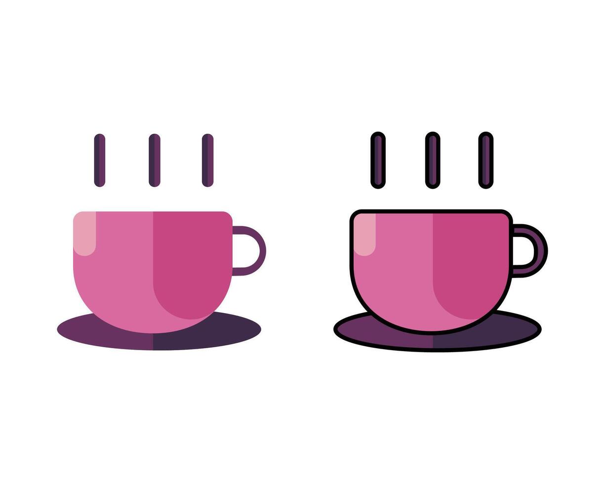 eben Design Sammlung setzt Symbol von Tasse von Kaffee trinken. einfach Tasse Symbol Sammlung im eben Stil und dünn Gliederung zum Website, App usw Spiele, Vektor Illustration eben Design