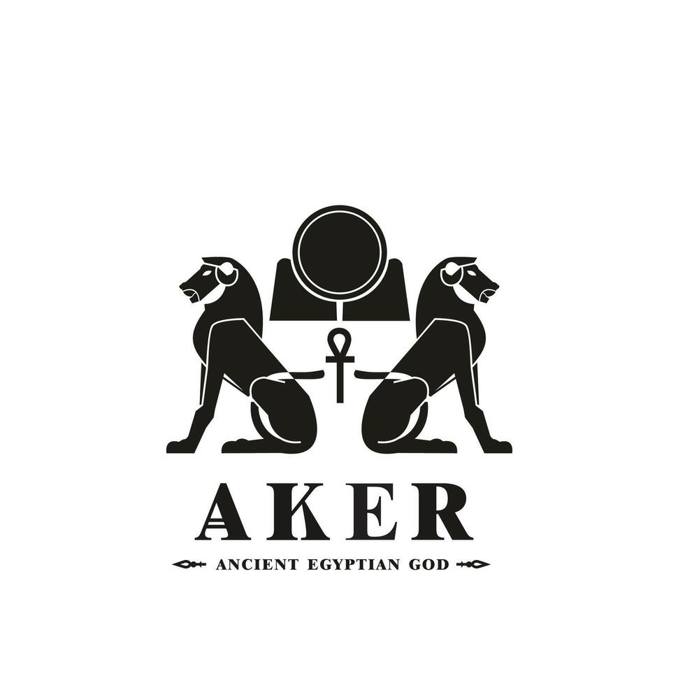 gammal egyptisk Gud aker silhuett, mitten öst Gud logotyp vektor