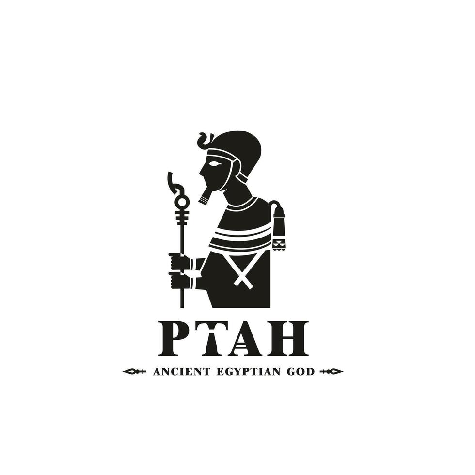 uralt ägyptisch Gott ptah Silhouette, Mitte Osten Gott Logo vektor