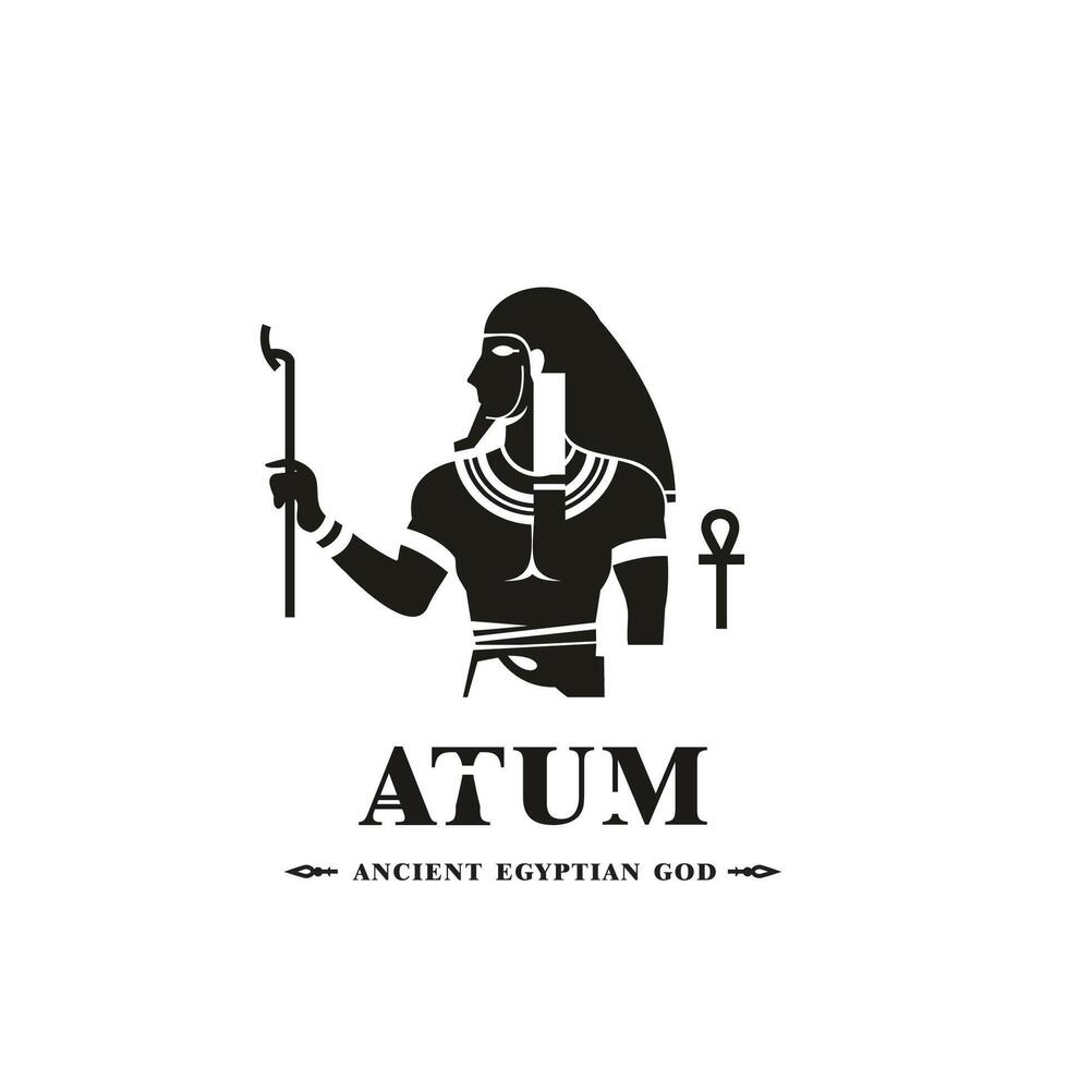 uralt ägyptisch Gott atum Silhouette, Mitte Osten Gott Logo vektor