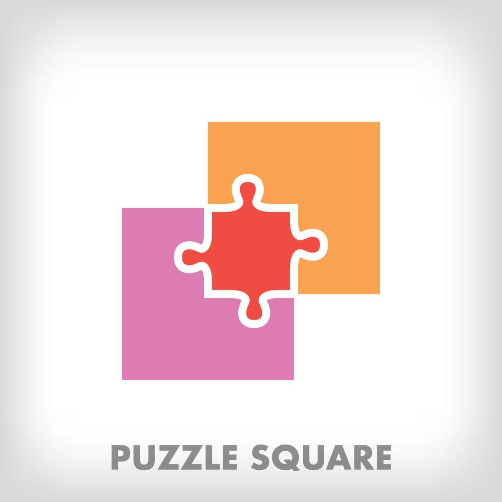 kreativ Platz Stücke kombinieren Puzzle Logo. einzigartig Farbe Übergänge. Puzzle und geometrisch gestalten Logo Vorlage. Vektor