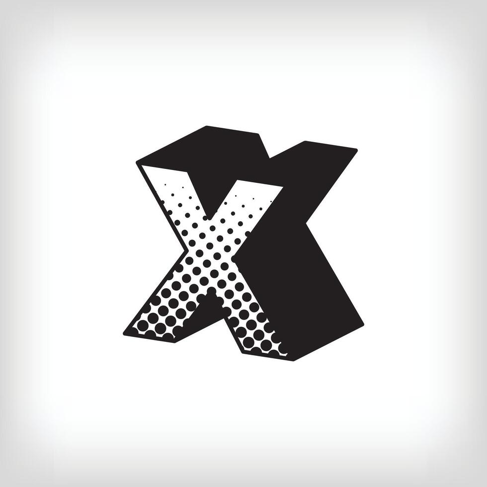 Brief x mit kreativ Schatten, Pop Kunst Punkt Design Alphabet unterzeichnen. Vektor. modern Hintergrund zum Poster, Webseiten, Netz Seiten, Geschäft Karten, Postkarten, Innere Design. vektor