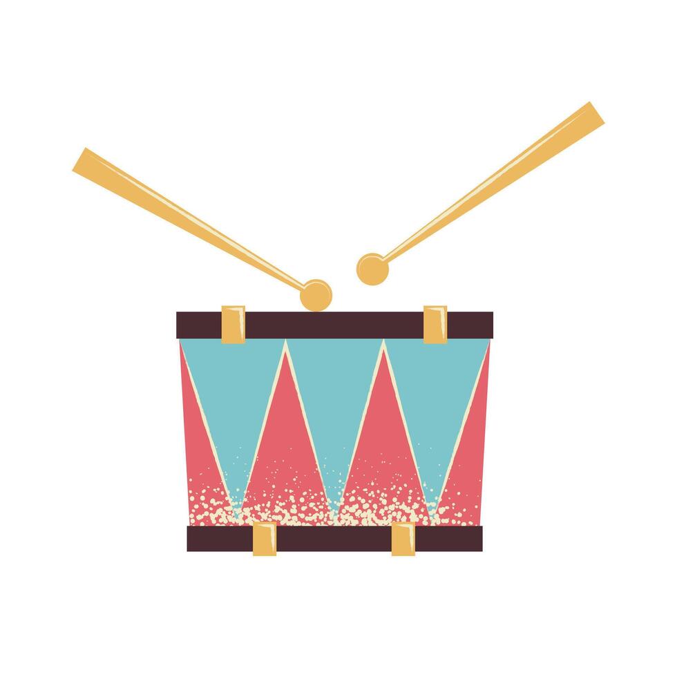 en ljust färgad slående musikalisk instrument - de trumma. symbol av högt musik, parad processioner och orkester. platt vektor illustration isolerat på knulla bakgrund.