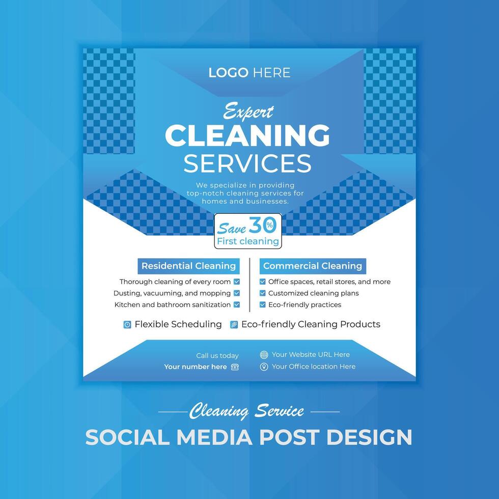 modern und einfach Reinigung Bedienung Sozial Medien Post Design Vorlage Layout, Sozial Medien Vektor Design Vorlage. Webinar Design